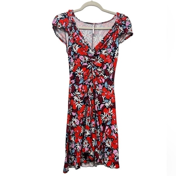 Free People Key To Your Heart mini dress in Black Red Floral size small - Picture 5 of 12